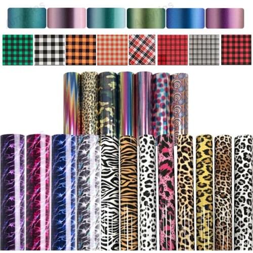 10" X 10" Various Pattern Flock Glow PET PU Heat Transfer Vinyl HTV Printing Film for TShirt Iron on Fabric Design for Cricut