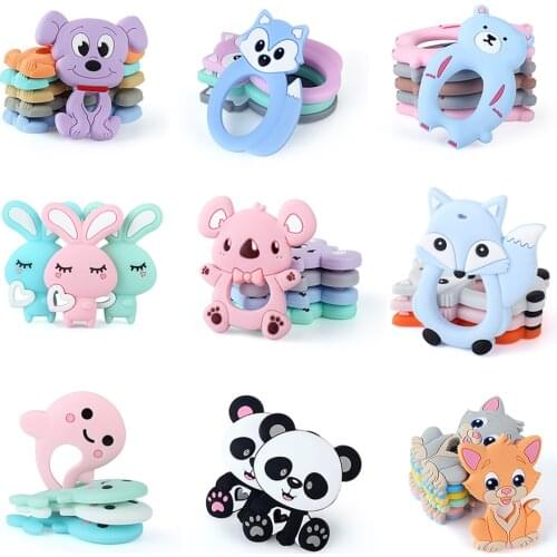 Keep&Grow 10pcs Silicone Teether Animals Koala Bear Dog Baby Teethers DIY Pacifier Clips Beads Teething Toys Baby Products