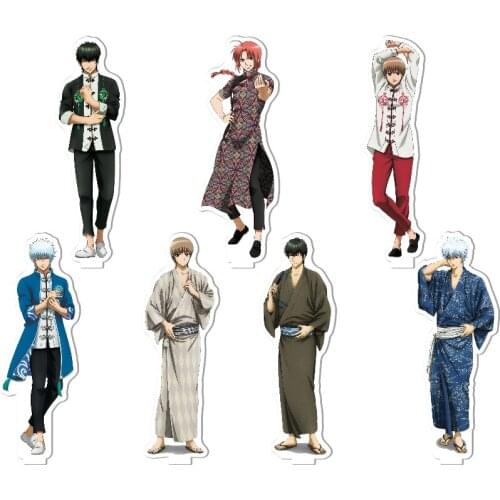 GINTAMA Kimono Theme Sakata Gintoki Okita Sougo Acrylic Stand Figure Model Plate Anime Collection Desktop Toy Cosplay