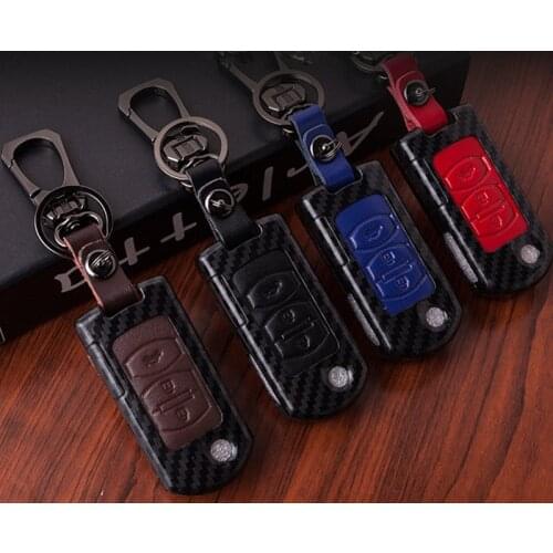 Carbon Fiber Leather Car Remote Key Case Cover For Mazda 2 3 5 6 8 Axela Atenza CX-3 CX-5 CX5 CX-7 CX-9 MX-5 2015 2016 2017 2018