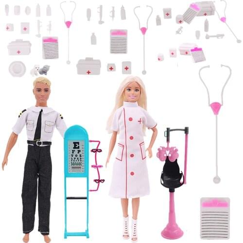 Doll Clothes Doctor Nurse Set Uniform Mini Girl`s Toy For Barbie Doll Accessories Russia DIY Gifts Baby Doll DIY Freeshipping