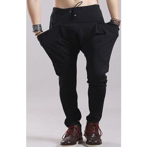 HOT ! 2016 Mens clothing casual harem pants male long trousers pants slim skinny pants hanging crotch pants size M-XXL