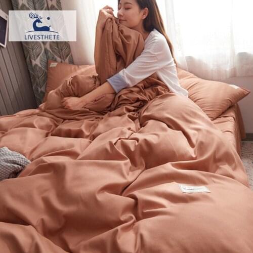Liv-Esthete Orange Bedding Set Home Bed Cover Flat Sheet With Elastic Band Decoration Bed Linen Adult Fitted Sheet Duvet Cover