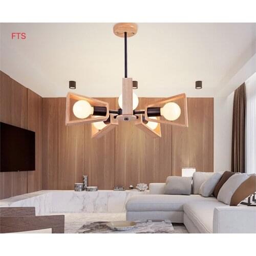 Solid wood wheel fan chandelier living room dining room study balcony Nordic Japanese solid wood simple LED chandelier