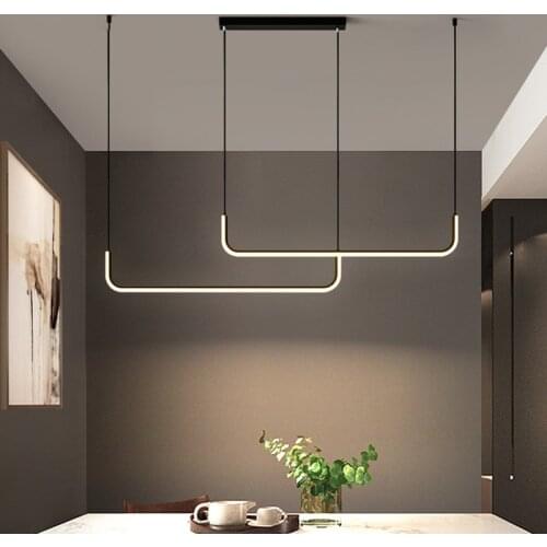 Nordic Minimalist Led Pendant Lights Modern Stripline Hanging Lamps Living Room Decor Dining Room Restaurant Light Suspension