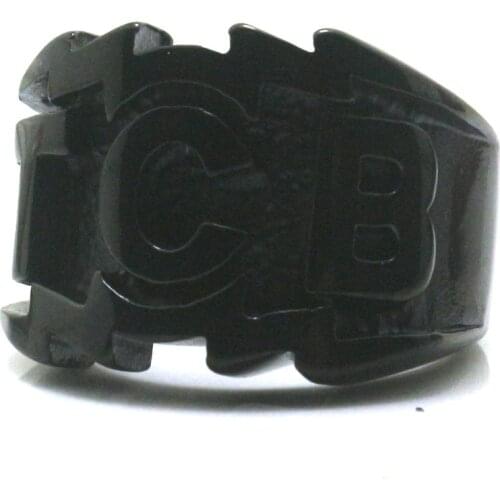 Size 8 to Size 14 Mens Boys 316L Stainless Black TCB Biker Ring