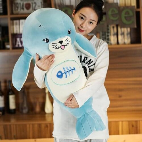 80cm Cute Seal Plushie Soft New Sea Dog Sea Lion Stuffed Doll Aquarium Animal Cushion Kids Plush Toy Gift