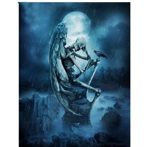 Full drill Square Round Diamond Painting skull angel /crow DIYDiamond Mosaic fantasy art Embroidery beads Cross Stitch Kits P922