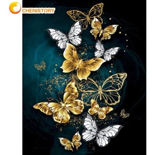 CHENISTORY Paint By Numbers Kits For Adults Children Colorful Butterfly Painting By Number Handmade 60x75cm Framed Home Decors