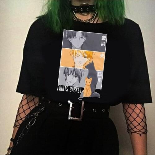 2021 New Japanese Anime Fruits Basket T Shirt Men Kawaii Summer Tops Cartoon Unisex T-shirt Male