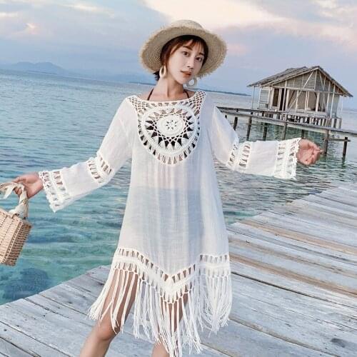 2021 Summer New Seaside Sun Protection Jacket Top Bikini Swimsuit Long-sleeved Hollow Loose Blouse