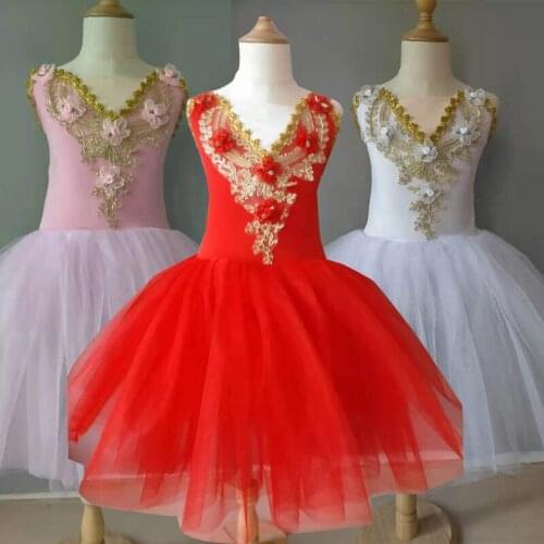 New style ballet skirt girl performance costume tutu sling skirt red performance costume