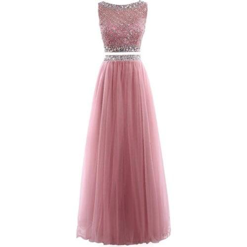 Charming Two-piece Evening Dresses Sequined Sleeveless Formal Party Gowns Beading Evening Gowns for Women Vestidos De Fiesta