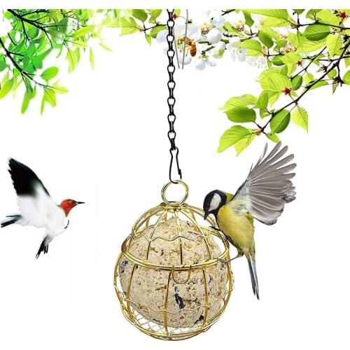 Hanging Fat Ball Bird Feeder Holder For Feeding Wrought Iron Outdoor Garden Wildlife Birds Finch Sparrow Robin Pet Feeding Tools