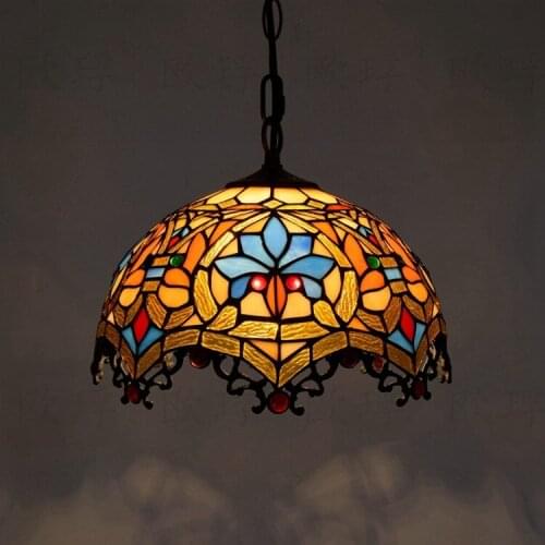 12inch Tiffany Baroque retro stained glass pendant light restaurant bedroom living room corridor porch hanging light lamp