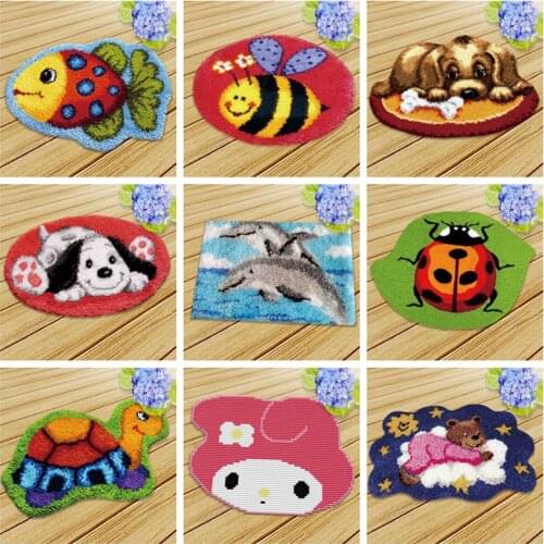 Prajna Needlework Crochet Latch Hook Animal Series Rug Kit Mat DIY Unfinished Accessories Carpet Embroidery Handmade Room Floor