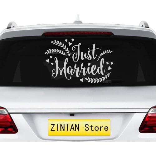 Just Married Wedding Car Decal Vehicle Sticker Window Removable Banner Decor Decals Waterproof Vinyl Wall Sticker Mural Z274