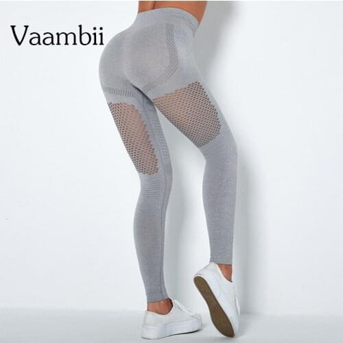 Gray Seamless Leggings Mesh Pants For Women High-waisted Sport Woman Tights Knitted Sports Yoga Pants Gym Leggings Sportwear