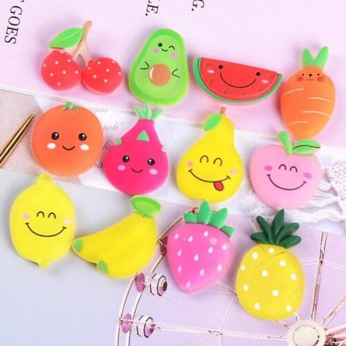 30Pcs Mixed Home Decoration Kawaii Cartoon Fruit Resin Flatback Cabochons Scrapbooking Craft DIY Accessories