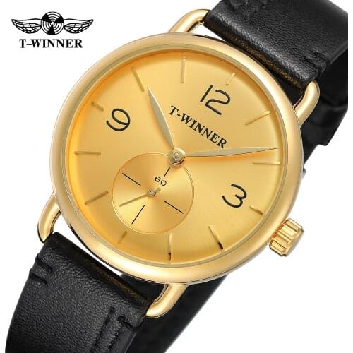 T-winner Top Brand 2019 New Arrival Best Watches For Men Online Mechanical Hand Wind Trendy Dial Leather Strap Casual Wristwatch