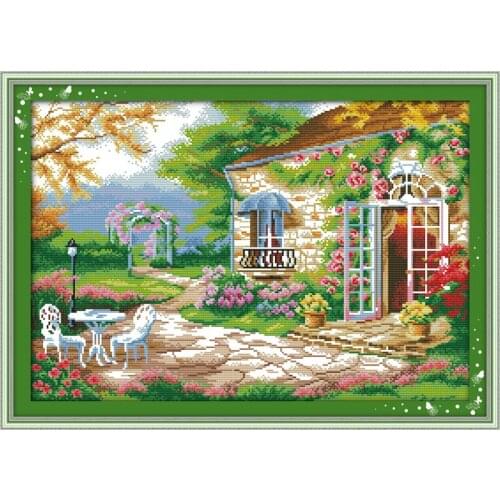 Everlasting Love Romantic Backyard Garden Chinese Cross Stitch Kits Ecological Cotton Stamped Printed DIY Christmas Decorations