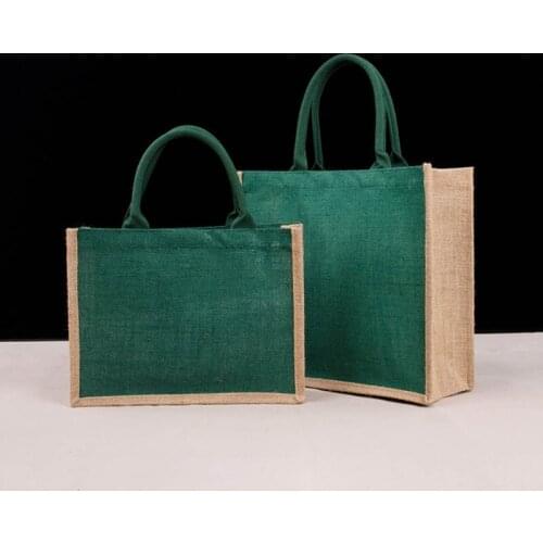 Women Jute Burlap Tote Bag Large Reusable Grocery Bags with Handles Swag Shopping Handbag Beach Travel Storage Organizer G5AE