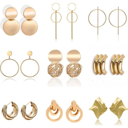 Fashion Statement Earrings Metal Round Geometric Earrings For Women Hanging Dangle Earrings Drop Earing Modern Jewelry Punk