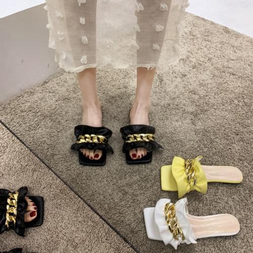 Glod Chian Women Shoes 2021 New Summer Woven Womens Slippers ACTS The Role of Sheet Leather Flat Sandals