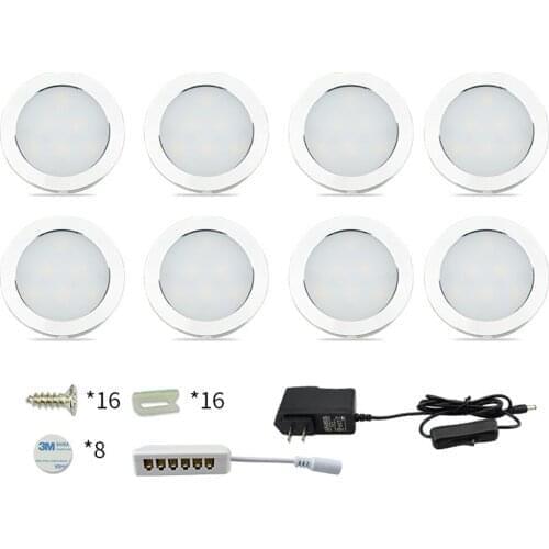 1-8pcs Under Cabinet Light 12V DC with Power Adapter Switch Closet Lights for Kitchen Counter Cupboard Kitchen Cold/Warm White