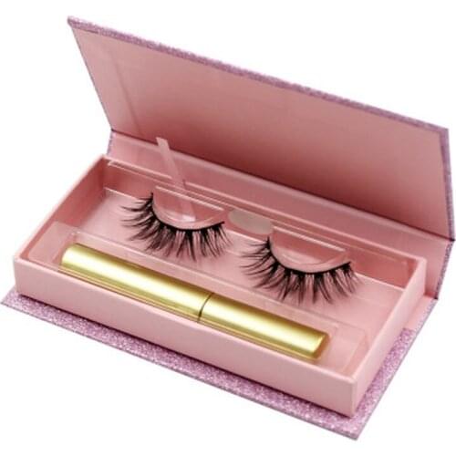 1 Pair False Eyelashes Set Magnetic Eyelashes Liquid Eyeliner Set Waterproof Long-Lasting Glue Free False Eyelash Extension