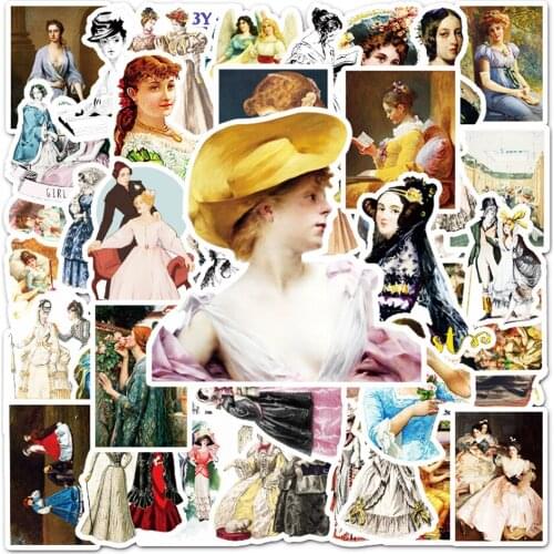 10/30/50PCS Palace Female Painting Retro Stickers Aesthetics Skateboard Laptop Motorcycle Phone Graffiti Sticker Decal Kid Toy
