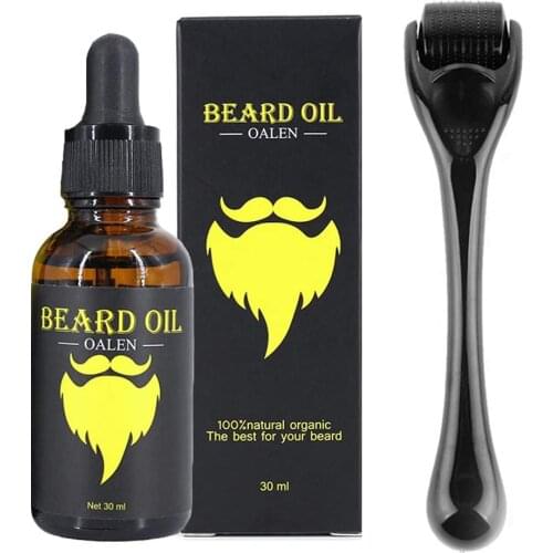4 Pcs/set Men Beard Growth Kit for Beard Rapid Growth and Thickening, Beard Growth Activator Serum, Beard Roller, Beard Comb