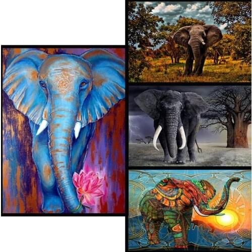 Round Drill 5D DIY full Diamond Painting "Animal elephant" Cross Stitch Mosaic Decor