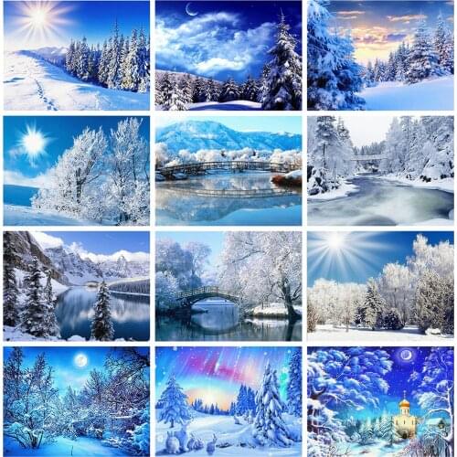 Huacan 5D Diamond Mosaic Sale Winter Diamond Painting Kit Snow Tree Pictures Of Rhinestones Home Decor