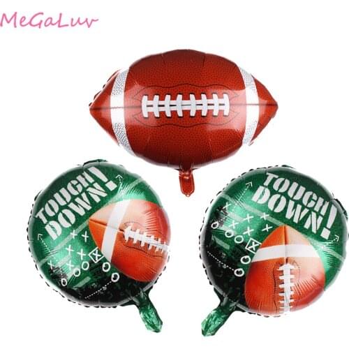American Football Balloons Boy Kids Sports Theme Birthday Party Decorations Rugby Shaped Foil Balloon Children Toy