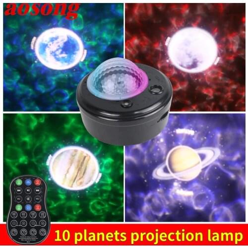 AOSONG New 10 Planets Projection Lamp Black Laser Light USB Plug with Remote Control Creative for Home
