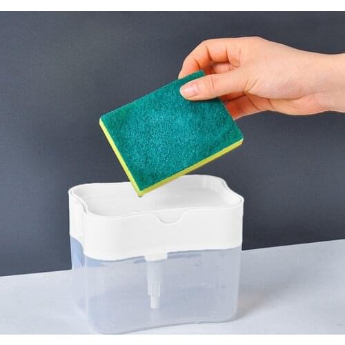 Scrubbing Liquid Detergent Automatic Dispenser Kitchen Press-type Liquid Box Scouring Pad Dishwashing Soap Dispenser