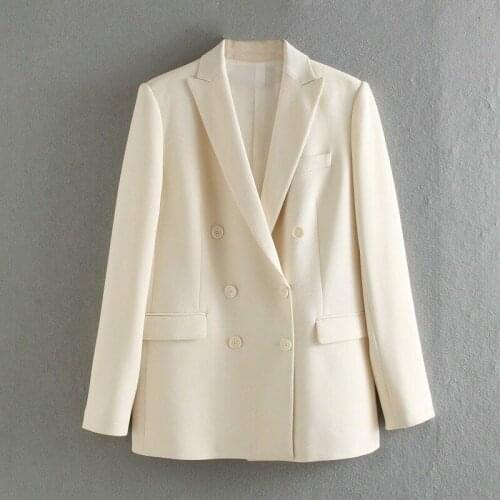 White Blazer For Women Double Breasted Jackets Ladies Formal Suit Jacket