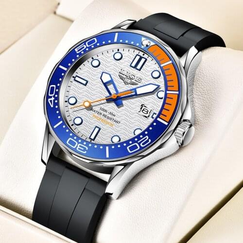 2021 New LIGE Mens Watches Silicone Strap Waterproof Top Brand Luxury Sport Watch Quartz Men Wristwatch Relogio Masculino+BOX