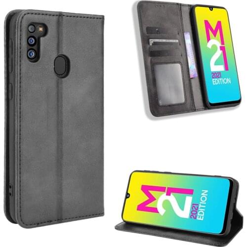For Samsung Galaxy M21 2021 Case Luxury Flip PU Leather Wallet Magnetic Adsorption Case For Samsung M21 2021 M 21 Phone Bags