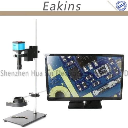Digita USB HDMI 21MP Industrial Video Microscope Camera Set 144 Light 100X High Working Distance Stand Holder PCB Phone Repair