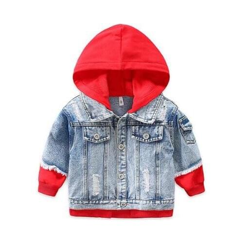 Denim jacket hooded jacket spring&autumn boys children fashion denim clothing jacket childrens jacket 2-7 years old
