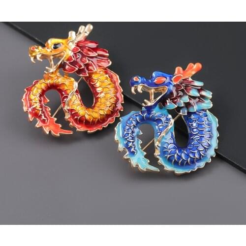 Chinese Dragon Elegant Crystal All-match Brooch 2021 Factory Direct Korean-Style Gift Fashion Alloy Accessory