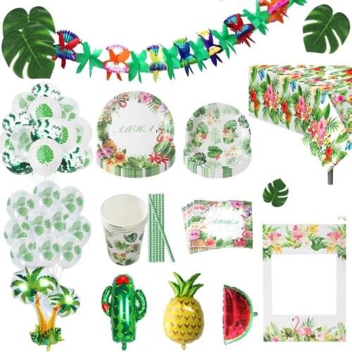 Hawaii Tropical Party Palm Leaf Latex Balloon Safari Party Birthday Wedding Decor Green Ballons Woodland Wild Animal Party