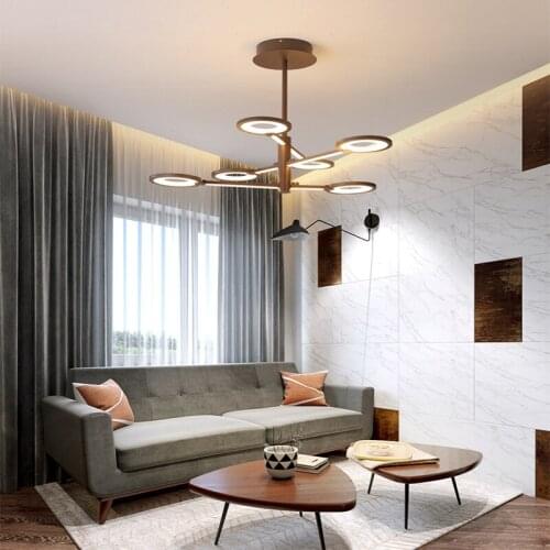 Chandelier brown aluminum acrylic bedroom living room lighting led ceiling light Indoor Lighting RC Dimmable Chandelier light