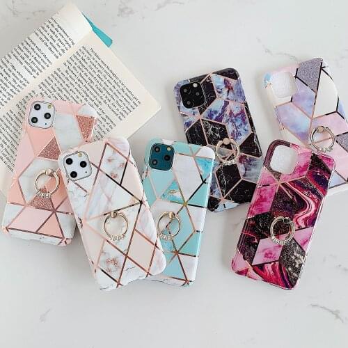 Geometric Marble Case for IPhone 11 12 Pro XS Max Phone Case Soft Luxury Cover for IPhone 12 mini 11 6S 7 8 Plus XR X Cover Ring