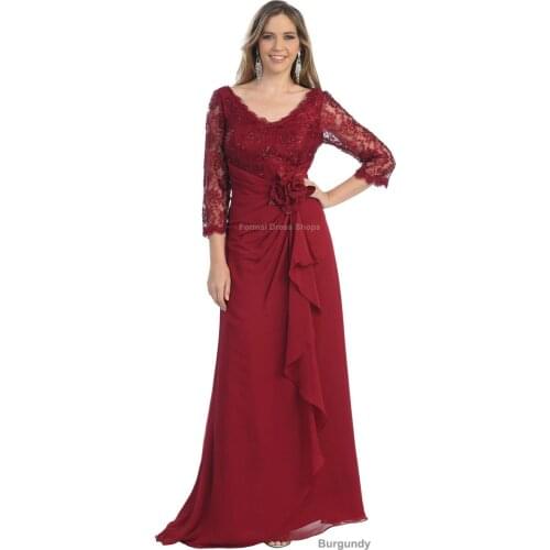 Muslim dubai Sale Vestidos plus size Groom Formal Evening Long Sleeve Trendy Gown Lace For custom mother Of The Bride dresses