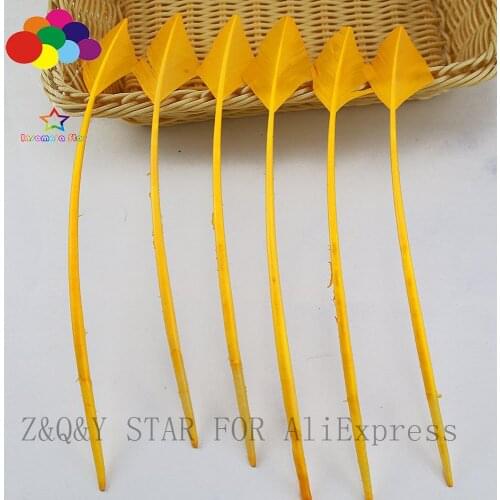 Natural 25-30CM Turkey Nest Forest Feather Scissors Pointed Dyeing Gold Yellow DIY Craft Headdress Fitting Feather