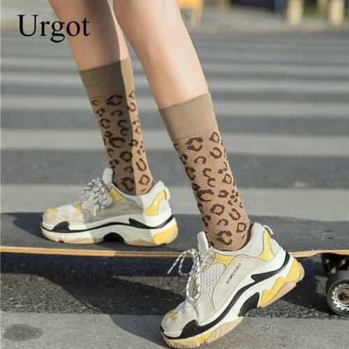 Urgot 2021 New Women Socks 1 Pair Long Cotton Leopard Color New Fashion Spring Socks Woman Printed Novelty Fashion Lady Socks