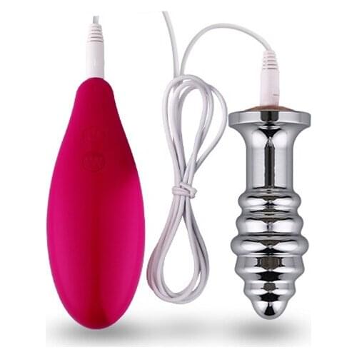 83g New 7 function vibration metal thread anal beads plug vibrator huge jeweled butt plug crystal insert male female sex toys